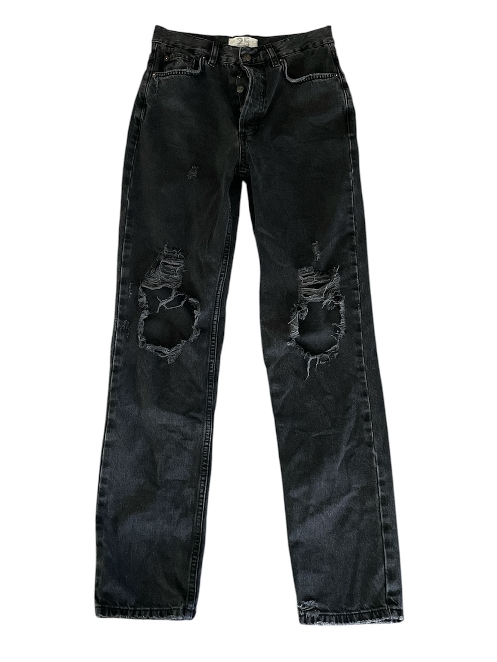 We The Free/Free People “The Lasso” high waist distressed black wash jeans - Picture 3 of 5
